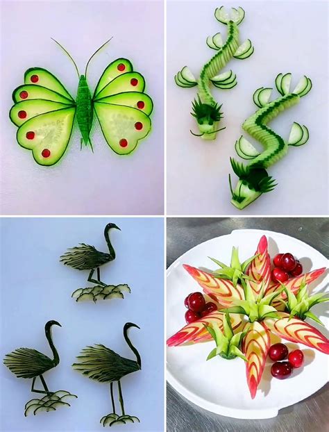 Fruit And Vegetable Carving Artwork Fruit Vegetable Garnish Work