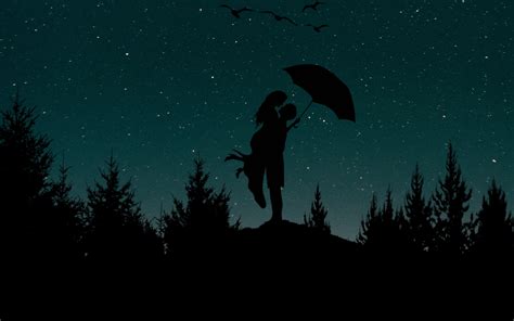 Download Wallpaper 3840x2400 Couple Silhouettes Starry Sky Love