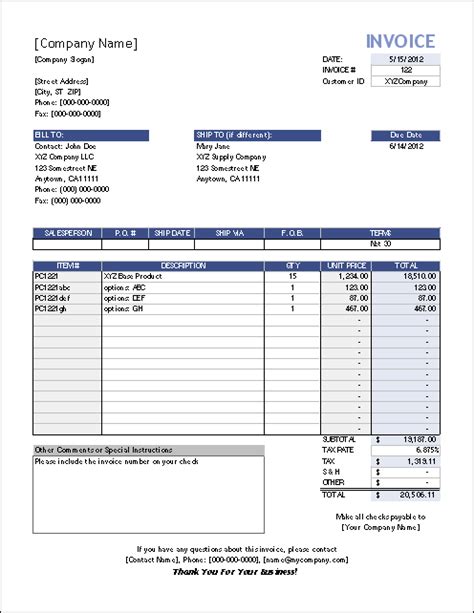 Sales Invoice Format In Excel Excel Templates