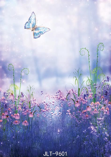 Lavender Butterfly Flowers Backdrops For Photo Studio Computer Printed