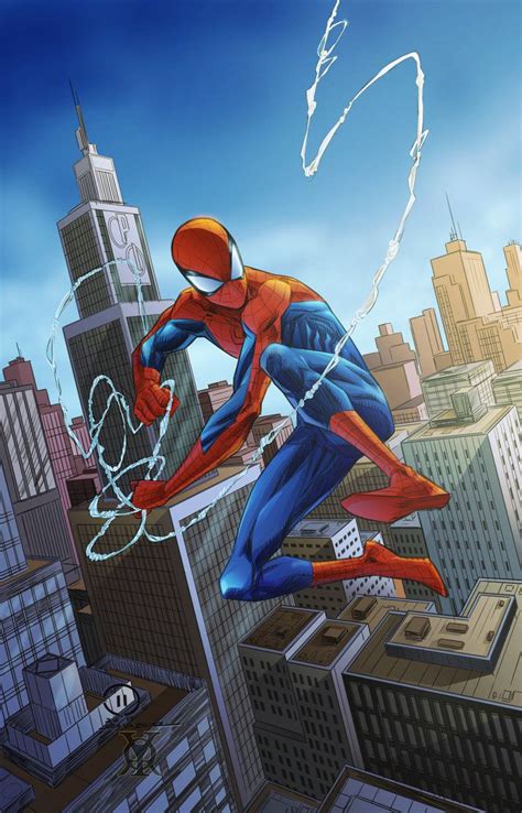 Spider Man Swinging Through The City By Royhobbitz Spiderman