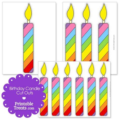 Printable Birthday Candle Cut Outs From Rainbow