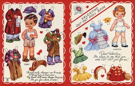 Valentine Cutout Paper Doll Bookfree Printable Paper Dolls Book
