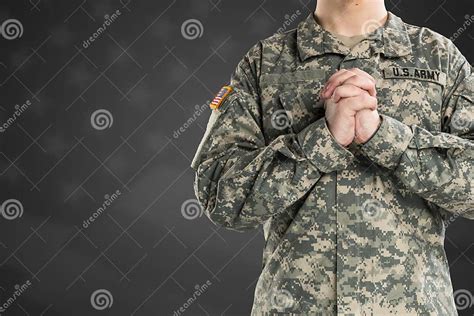 Male In Us Army Soldier Uniform Praying Editorial Photography Image