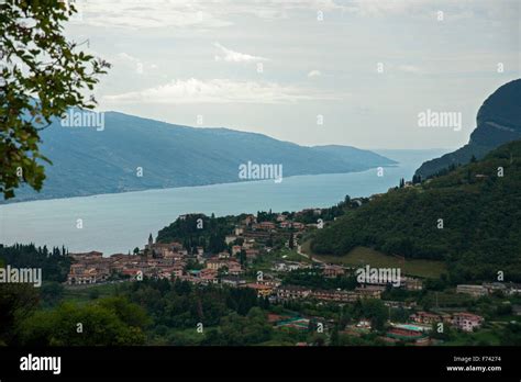 Lago Di Garda View From West To South East With Village Pieve And