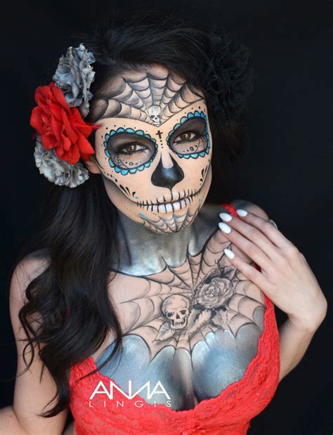 anna lingis s face and body art skulls maquillaje día de los muertos dia de los muertos dia