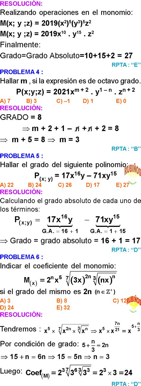 Grados De Un Polinomio Problemas Resueltos Pdf