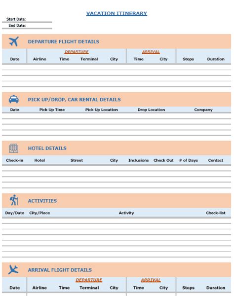 Easy to use word, excel and ppt templates. Blank Itinerary Templates - Word Excel Samples