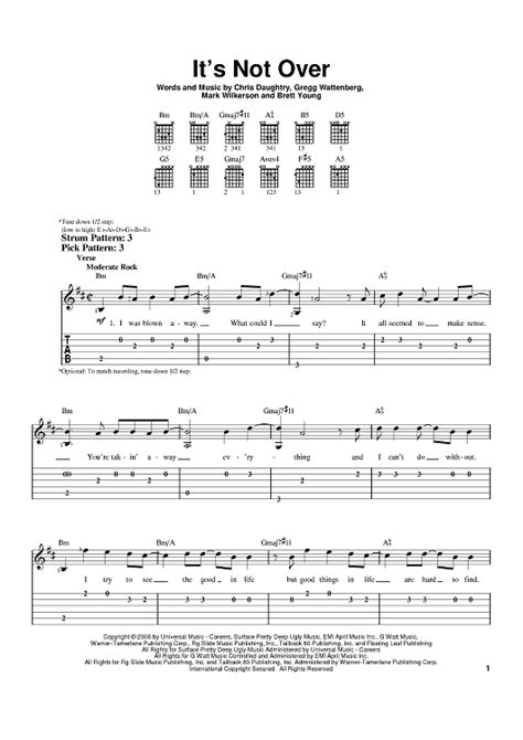 Its Not Over Sheet Music By Daughtry For Easy Guitar Tab Sheet