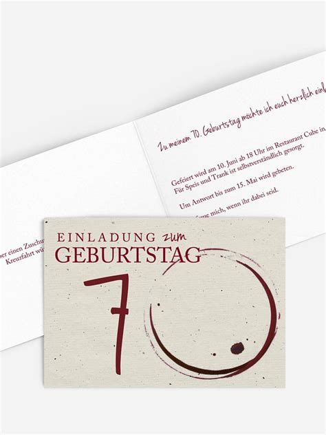 Gestalten sie einfach selbst online ihre wunschkarte mit bildern und texten zum 70. Einladungskarten 70. Geburtstag "Edler Tropfen"