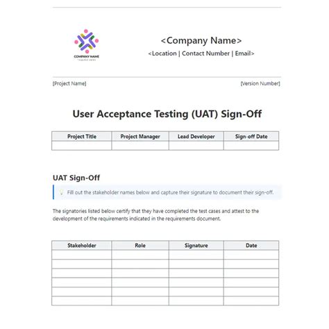Uat Sign Off Template By Clickup Template By Clickup