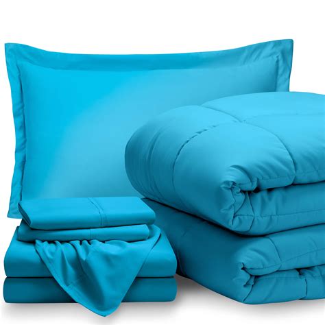 Bare Home 5 Piece Bed In A Bag Twin Xl Comforter Set Aqua Sheet