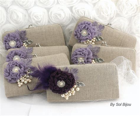 Clutch Linen Bridal And Bridesmaids Clutches Maid Of Honor Shabby