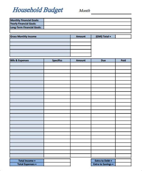 Word Budget Template Free Free Printable Templates