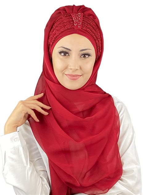 Red Practical Imported Fabric Hijab Evening Dress Shawl New Fashion Islamic Muslim Hijab Trend