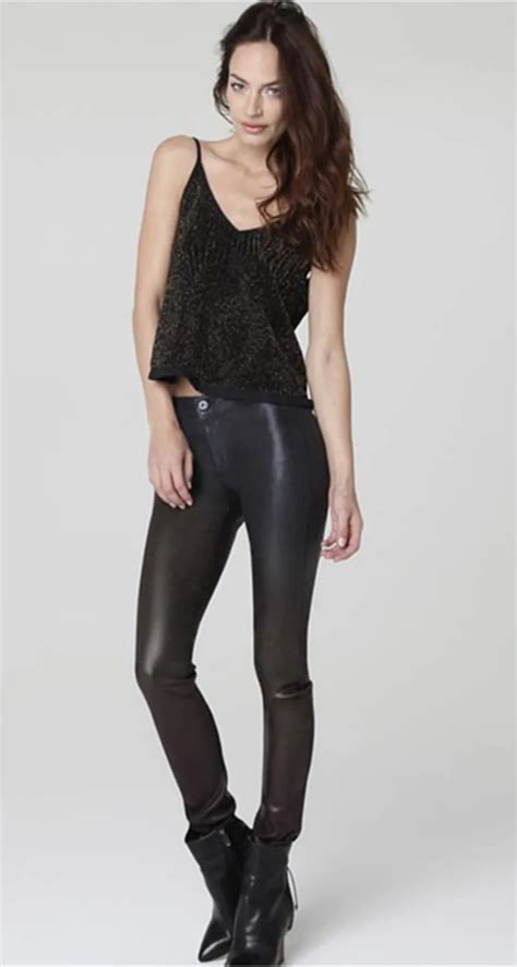 high waisted black faux leather skinny jeans european fashion leather pencil pants bottoms up