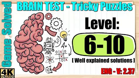 Brain Test Tricky Puzzles Levels 6 7 8 9 10 New Youtube