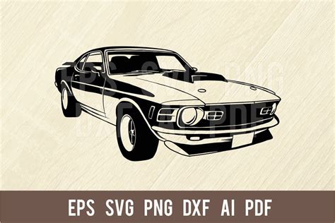 Ford Mustang Boss Svg 1970 Silhouette Muscle Car Old Etsy