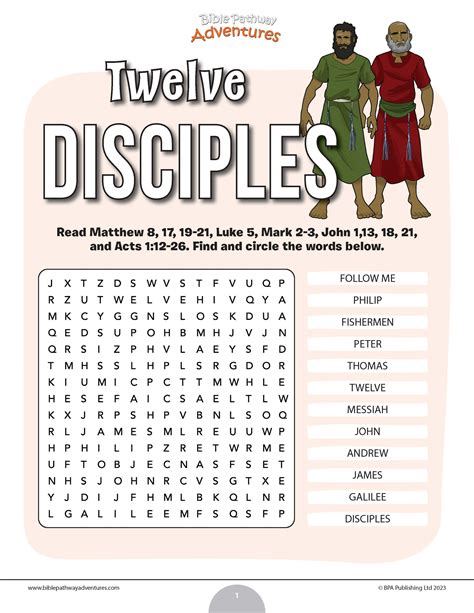 Twelve Disciples Word Search Bible Pathway Adventures