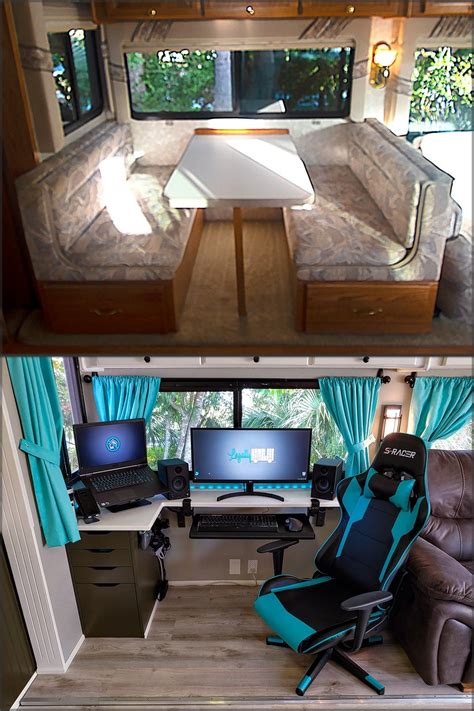before and after rv desk diy camper remodel rv interior remodel remodeled campers