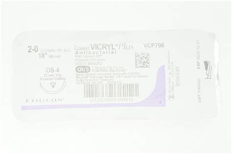 Ethicon Vcp706 2 0 Vicryl Plus Os 4 22mm 12c Reverse Cutting 18inch