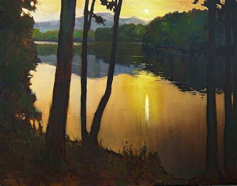Sunset Lakeside Giclee Fine Art Print Of Original Painting Etsy