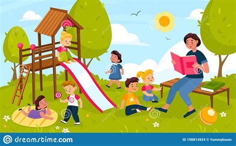 Children Teacher Playground Stock Illustrations 275 Children Teacher