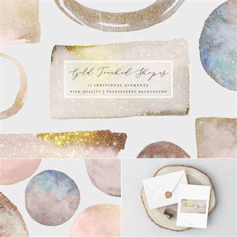 Gold Glitter Watercolor Shape Free Download