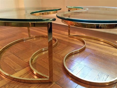 Ria coffee table by studio nikolas piper unique piece dimensions: Chic Ying Yang Motiffe Brass and Glass Coffee Cocktail ...
