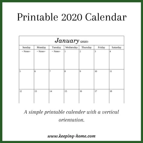 2020 Editable Calendar Printable Template