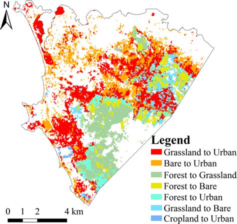 Spatial Distribution Of The Main Land Use Changes In Freetown Sierra