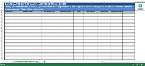 GDPR Information Assets For Disposal Log Templates At Allbusinesstemplates Com