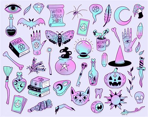 Pastel Goth Witch Clipart Pack Witchy Clipart Printable Etsy UK