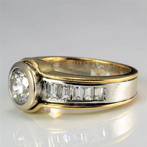 Two Tone Bezel Set Diamond Engagement Ring 200 Ctw Sz 575 100 Ways