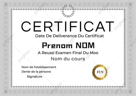 Plantilla De Estilo Europeo De Certificado Comercial Francés Descarga