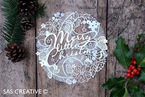 Christmas Papercut Template 'Merry Little Christmas'