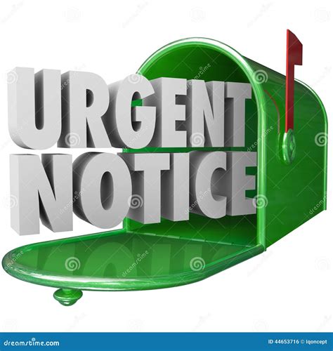 Urgent Notice Mail Critical Important Information Message Mailbox Stock