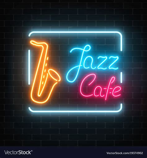 Neon Jazz Cafe And Saxophone Glowing Sign Vector Image