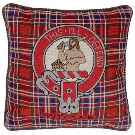 Macfarlane Scottish Clan Needlepoint Pillow Tapestry Cushion Handmade