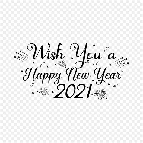 Wish You A Happy New Year 2021 Hand Drawn Text Vector Design