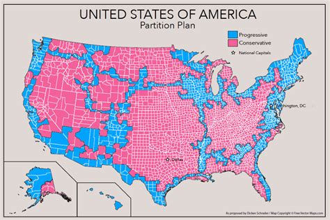 Map How To Split The Usa Into Two Countries Red And Blue