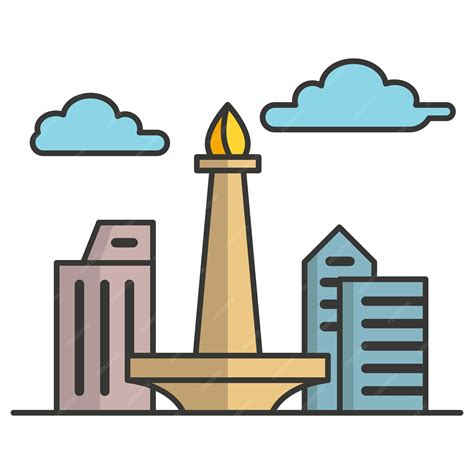 Premium Vector National Monument Icon Vector Of Jakarta City On