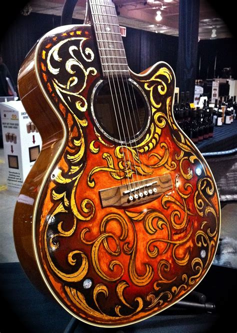 Hand Paintedgold Leaf Guitar Artwork By Clark Hipolito Art