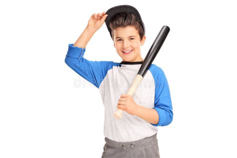 Cheerful Kid Holding Baseball Bat Stock Photos Free And Royalty Free