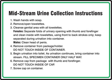 Mid Stream Urine Collection Instructions Safety Sign Mrst543