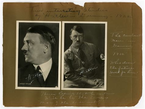 Album Page With Two Close Up Portraits Of Adolf Hitler In Germany 1932