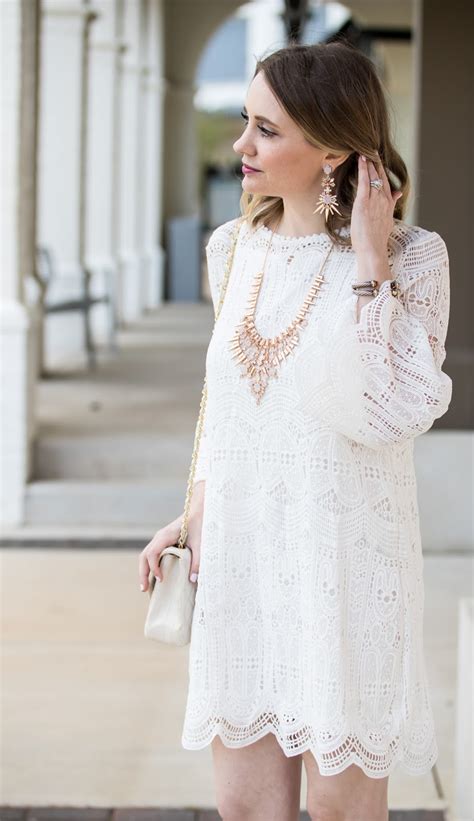 Chicwish White Lace Dress For Spring With Kendra Scott Jewelry Pretty In Pink Megan
