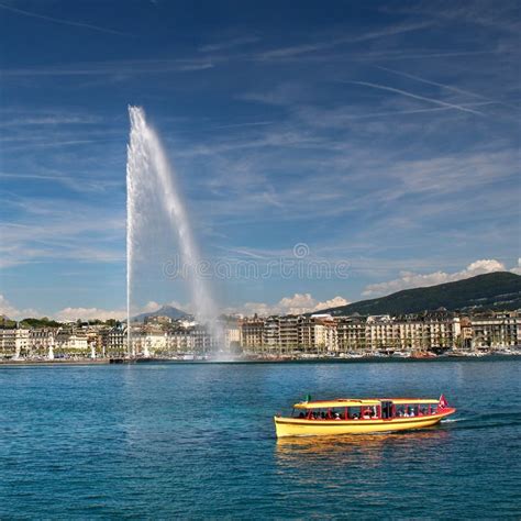 The Geneva Water Fountain In Geneva Switzerland Stock Image Image