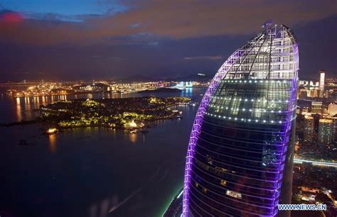 Amazing Night View Of Xiamen Host City For 2017 Brics Summit China