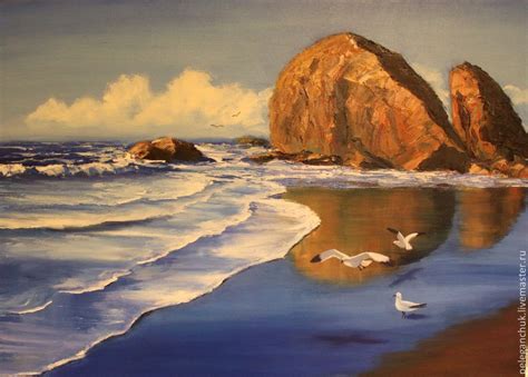 Oil Painting On Canvas Marine Landscape Sea Beach Wet